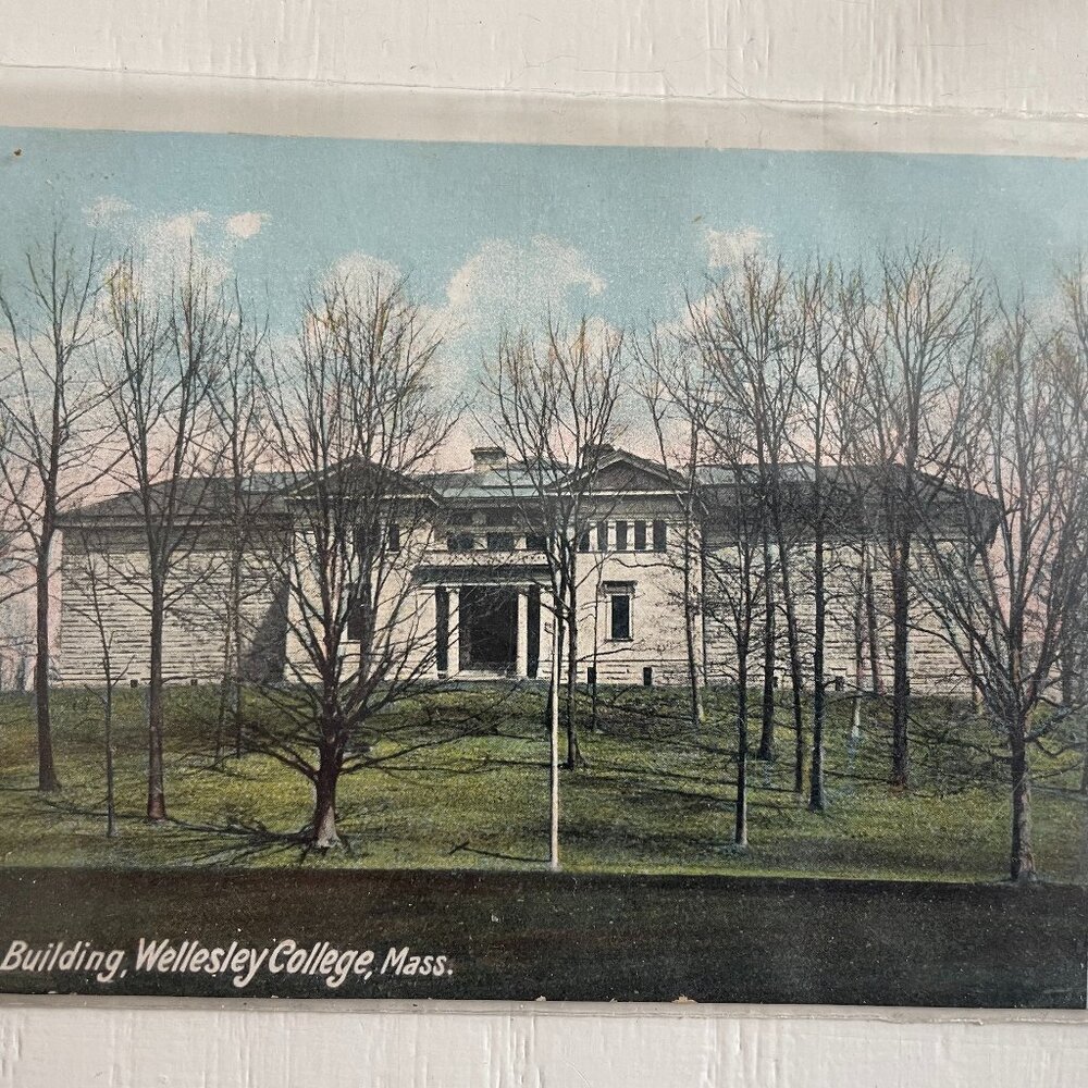 Antique Wellesley College postcard - art building